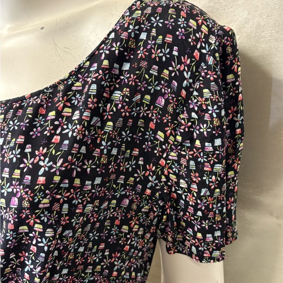 Maggy London Black Casual Sheath Maxi Dress with Short Sleeves and Scoop Neck - Picture 5 of 12